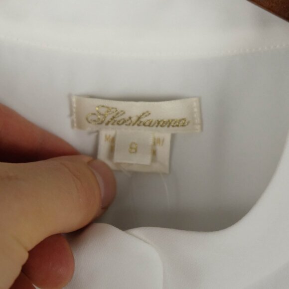 Shoshhanna Dress Womens 8 White Mini Shirt A Line Short Sleeve Flutter Summer - Picture 9 of 12